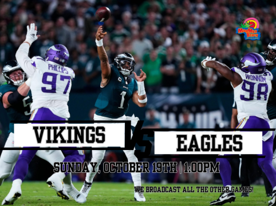Vikings vs. Eagles Live at MooMba Beach!