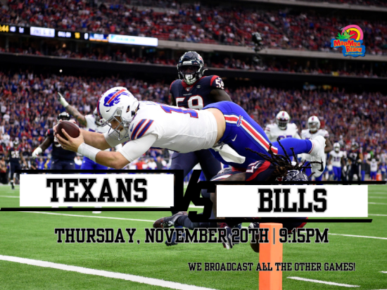 Texans vs Bills Under the Night Sky at MooMba Beach