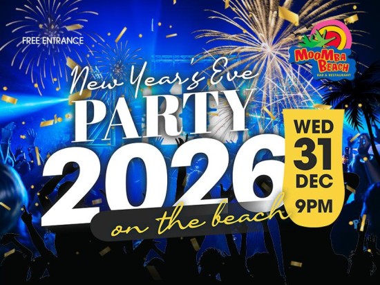 Ring In 2026 at the New Year’s Eve Party at MooMba Beach