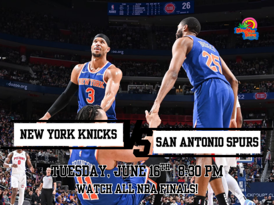 New York Knicks vs San Antonio Spurs Live at MooMba Beach on June 16th